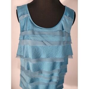 Christopher & Bank Sleeveless Ruffle Tank Top Blue Layered Casual Blouse Size‎ L